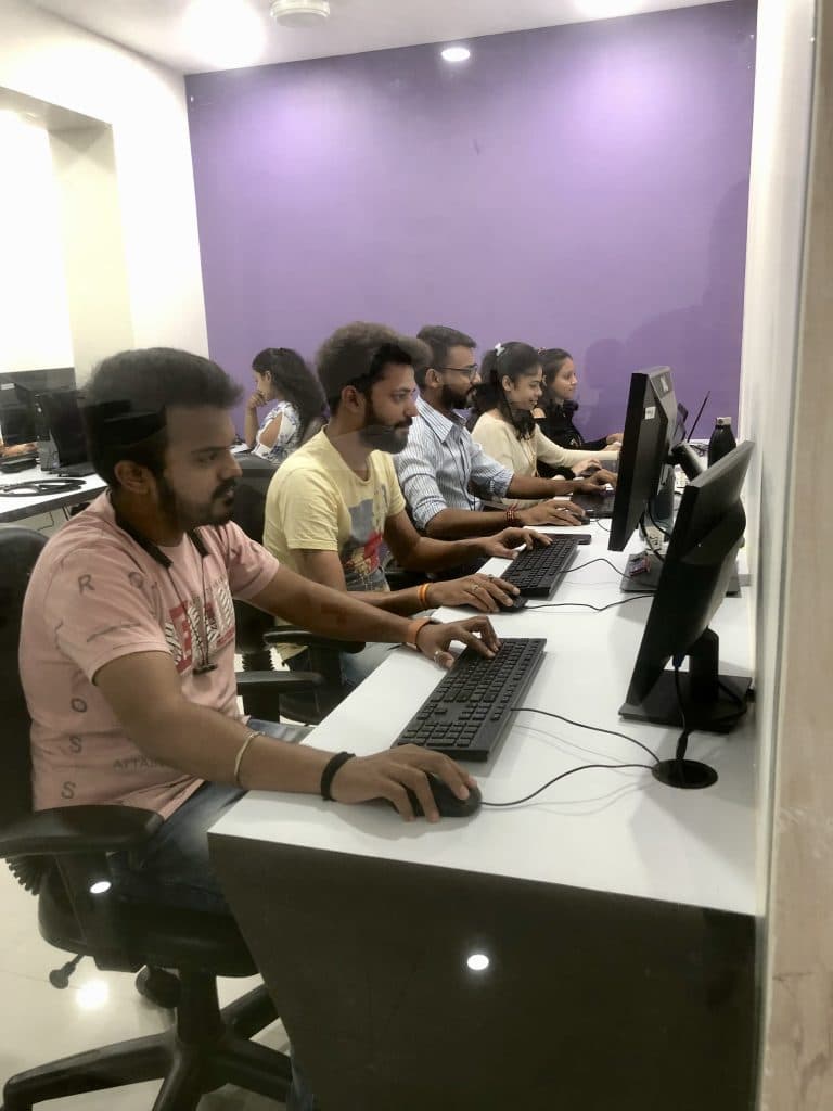 Team working on computers